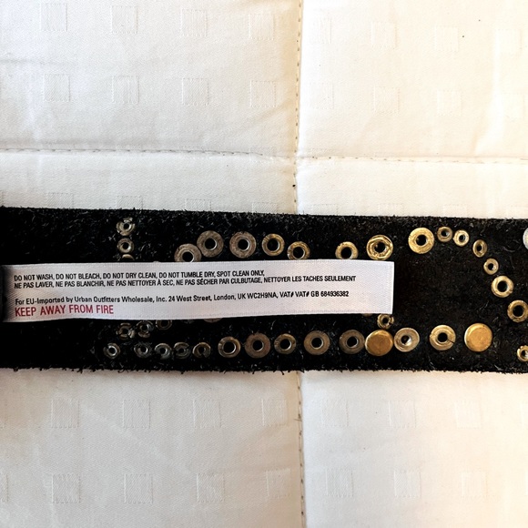 SOLD 💟 Free People Leather Embellished Studded Belt OS Black - Picture 9 of 10